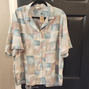 BonWorth Blue and Gray Casual Button Down Shirt